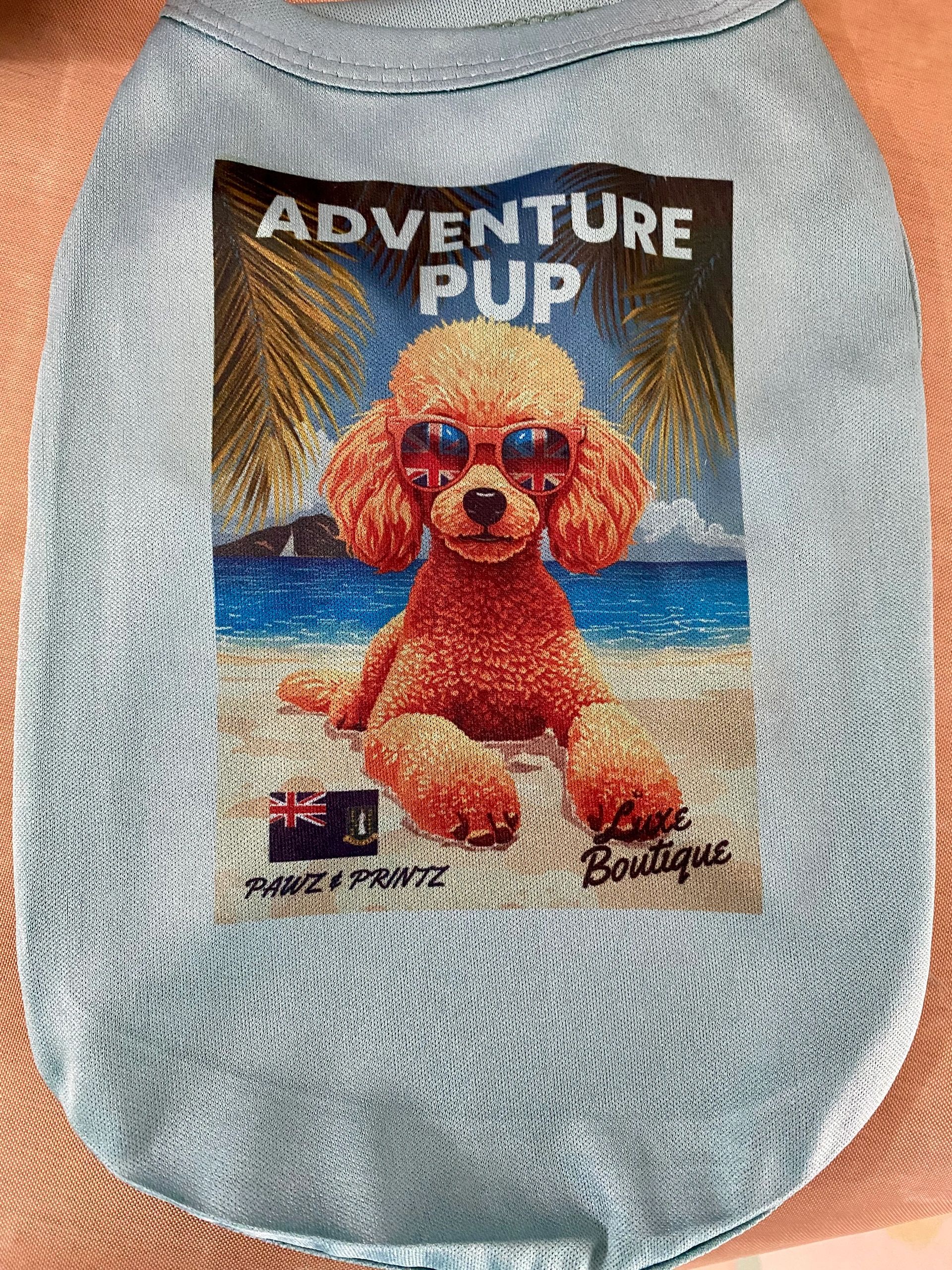 Island Adventure Pup – BVI Flag Edition Dog Tee - size small