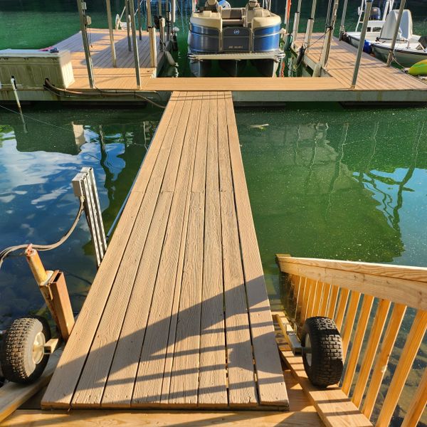 Dock at Lake Lanier resurfaced for a non-slip surface.