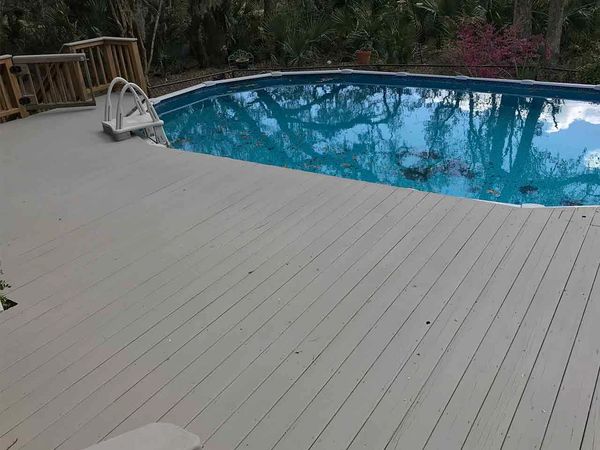 After image of a resurfaced and coated pool deck.