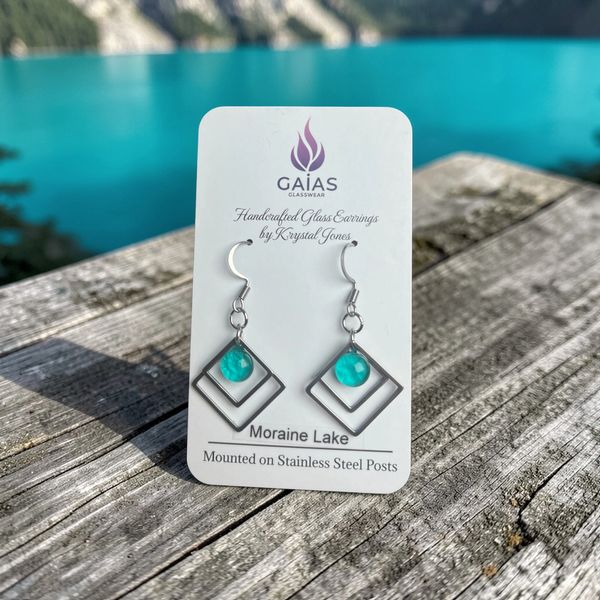 Handmade Teal Glass Dangle Earrings