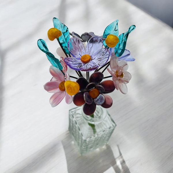 Purple glass floral bouquet