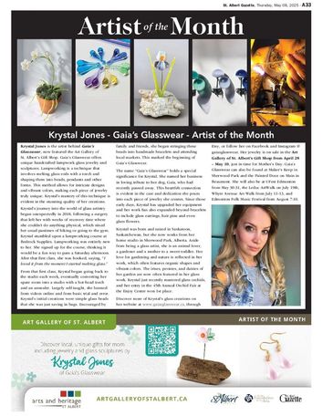 Krystal Jones showcases her unique handmade glass jewelry and sculptures as the Artist of the Month.