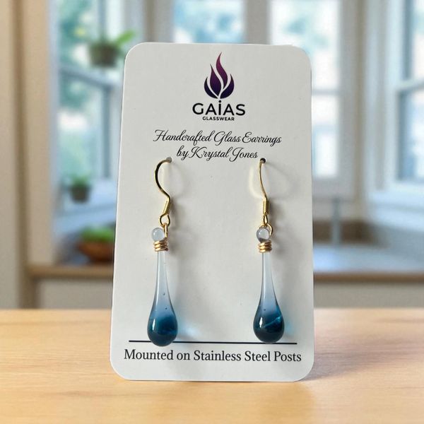 Gradient Blue drop glass earrings
