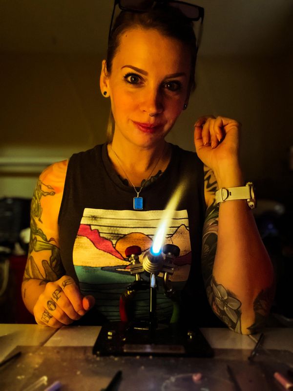 Canadian Glass Artist, Krystal Jones in her studio 