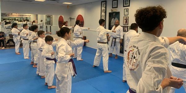 Group Karate Class.