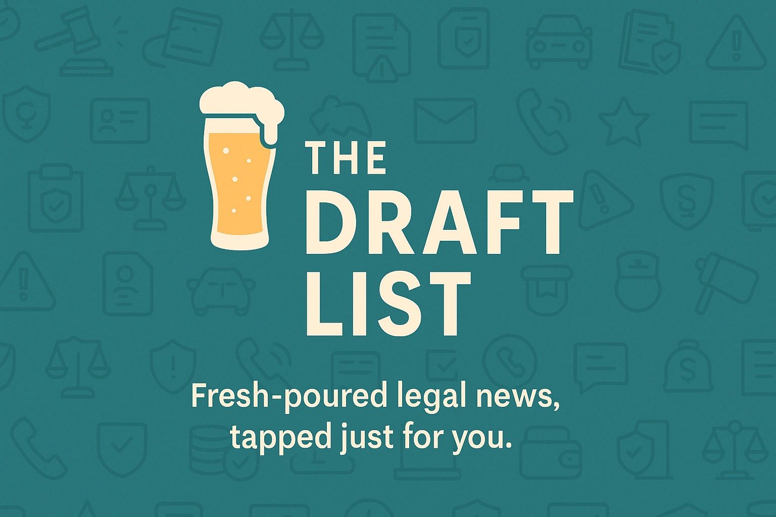 Logo for The Draft List, a legal news source with a beer theme.