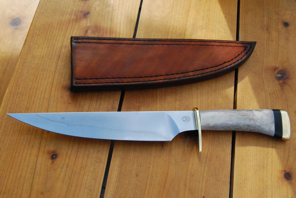 Don Hansen W2 with Hamon, Brass guard and pommel, dark green and black G10 accents, Iowa Deer handle