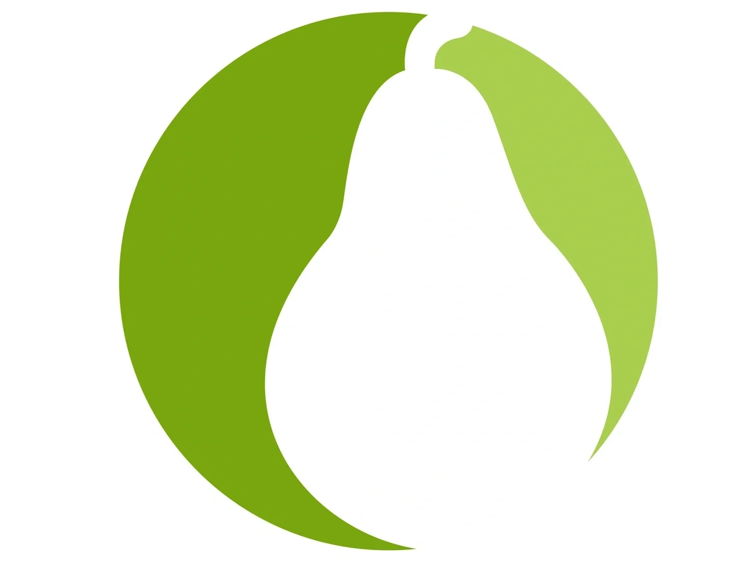 Property Pears Sourcing LTD logo. two shade of green circle with a white pear shape inside of it