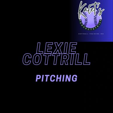 Graphic showcasing Lexie Cottrill pitching softball.