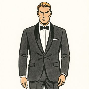 1950's style sketch  of a gentlemans Tuxedo.