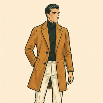1950's style sketch  of a gentlemans overcoat.