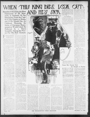 King Menelik II of Abyssinia, The Washington Times Magazine