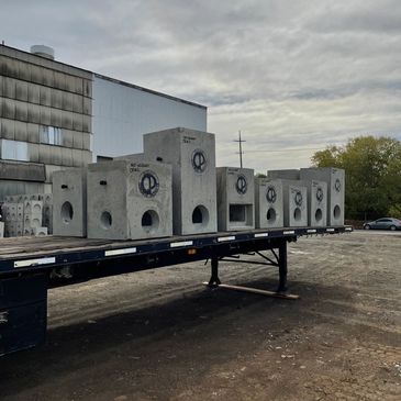Precast concrete drain inlets in standard and custom sizes.
