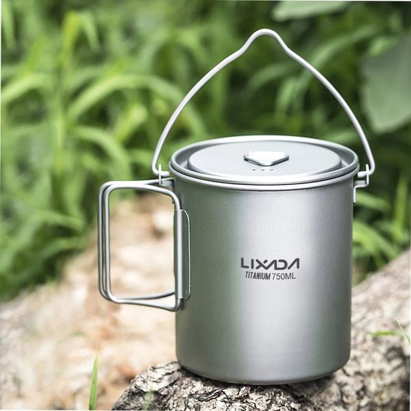 Lixada 750ML Titanium Cookpot: Lightweight and Durable Cookware for Outdoor Cooking.
