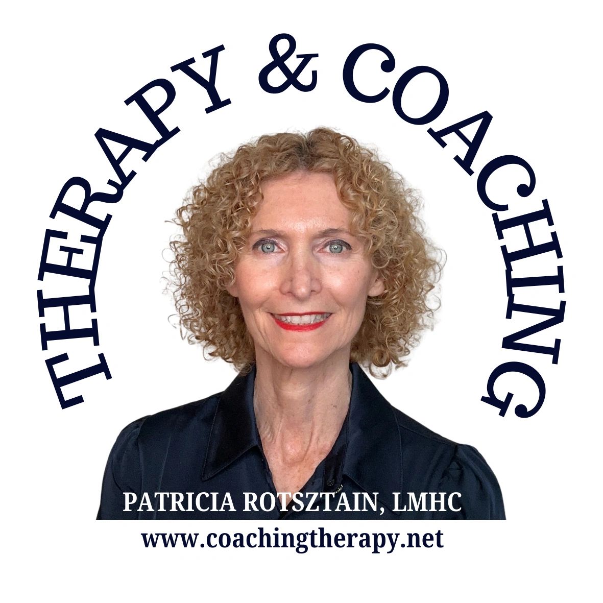 Portrait of Patricia Rotsztain promoting therapy and coaching services.