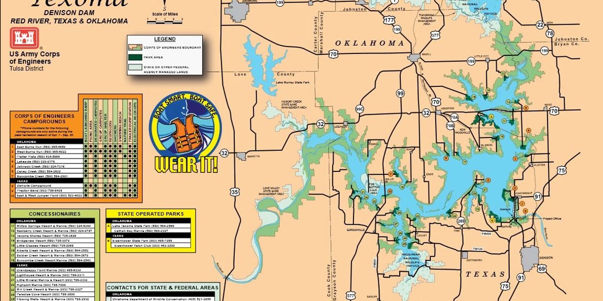 fishing map of lake texoma