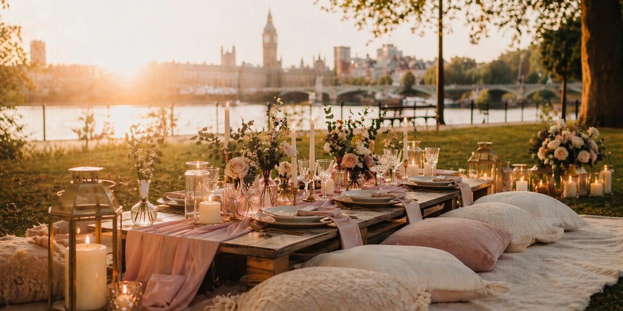 romantic picnic proposal setup London
intimate wedding picnic London
luxury outdoor proposal setup 