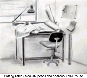Drafting Table - pencil and charcoal