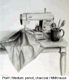 Sewing Machine - pencil and charcoal