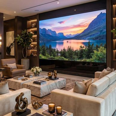 Ultra high resolution fine pixel pitch LED video wall display used as a home entertainment big tv