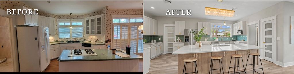 Kitchen renovation before and after transformation.