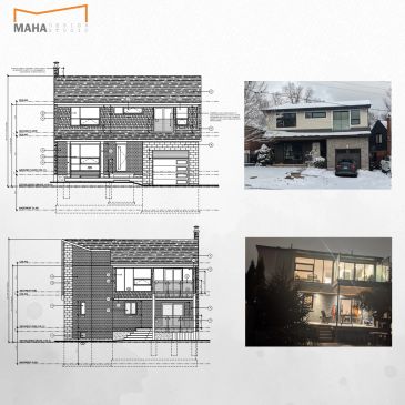 Comparison of house plans and photos before and after renovation.
