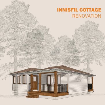 3D rendering of Innisfil Cottage renovation design.