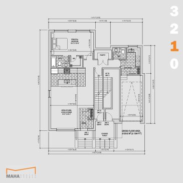 Architectural floor plan of a residential house.