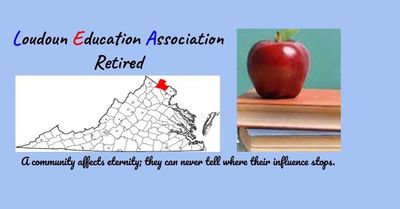 Loudoun Education Association Retired tribute with Virginia map and apple on books.