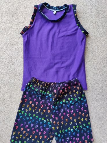 Heart themed tank top and shorts set