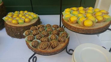 Assorted wedding cake ball display