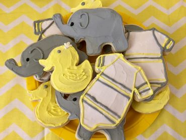 Elephant & Duck Baby Shower Decorated Sugar Cookies