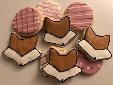 Geometric Fox Decorated Sugar Cookies