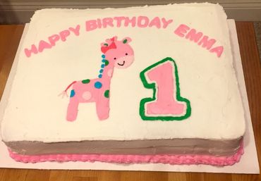 Giraffe First Birthday Half Sheet Cake