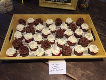 Red velvet and chocolate mini cupcakes