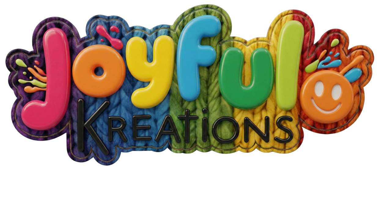 Colorful logo reading 'Joyful Kreations' with a smiling face and vibrant background.