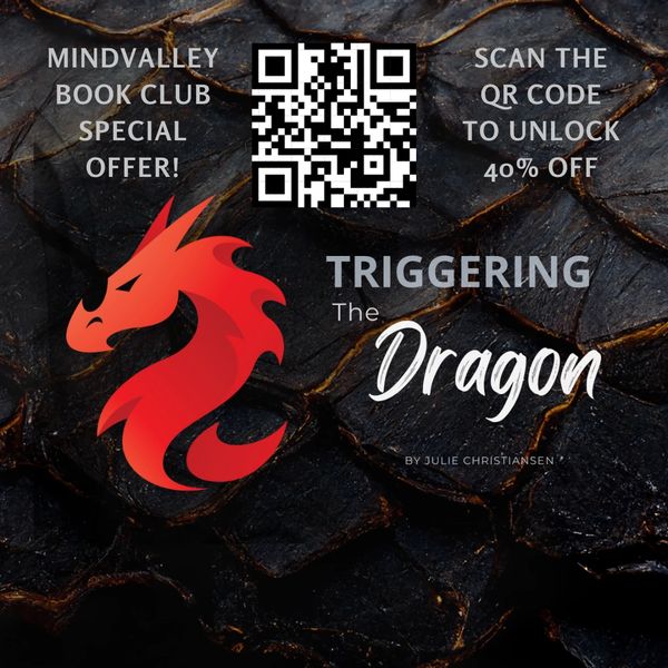 A red dragon, and a QR code. The image background is dragon scales. 40% discount 