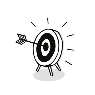 Arrow hitting the bullseye on a target.