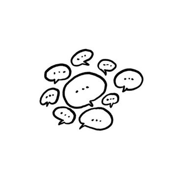 Doodle of multiple speech bubbles with ellipses.