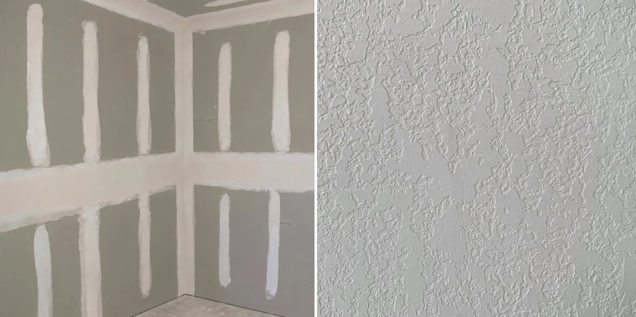 Drywall installation and finishing with knockdown wall texture in Kissimmee, FL.