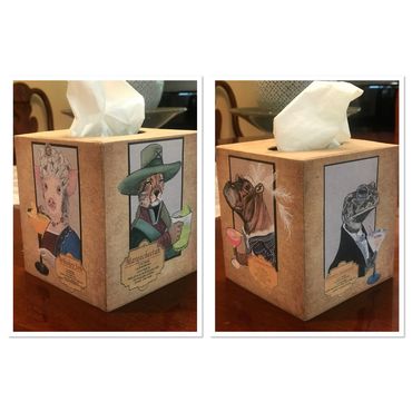 Cocktail Critters Tissue Box Cover
5” Cube
$30