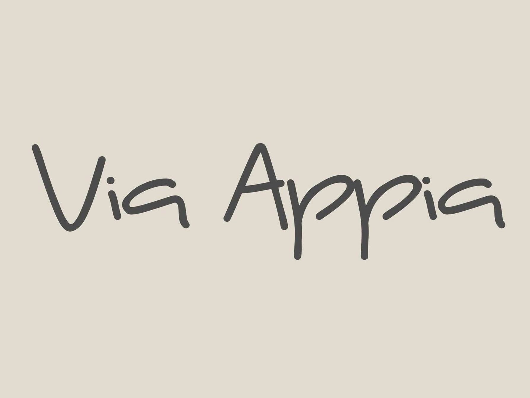 Handwritten text saying 'Via Appia' on a beige background.