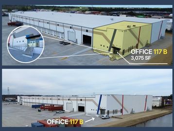 Large commercial warehouse with office 117B highlighted.