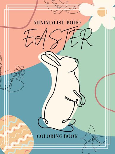 boho minimalist easter coloring book