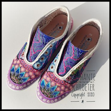 One-of-a-kind, hand-painted, canvas Sneakers. Brand: Sketchers. Size: 9.5