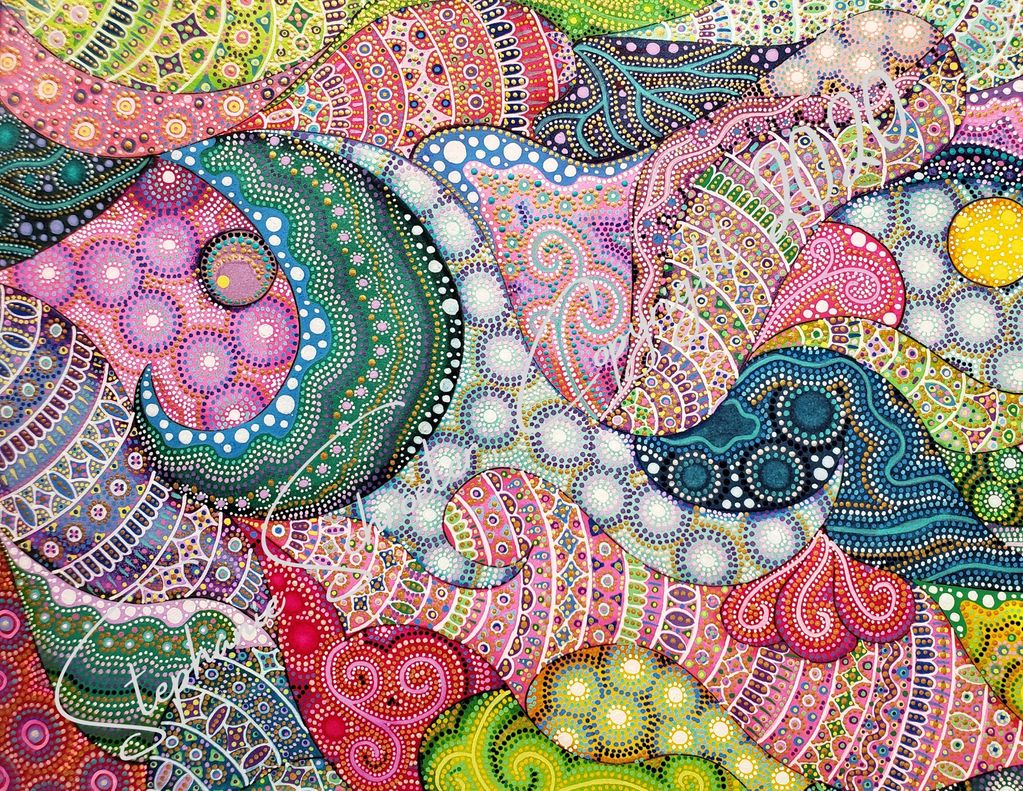 Original fine art by Stephanie Schroeter. Mixed Media; Acrylics on Alcohol Ink, 9" x 12"