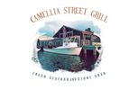 Logo of Camellia Street Grill featuring a boat and waterfront scene.