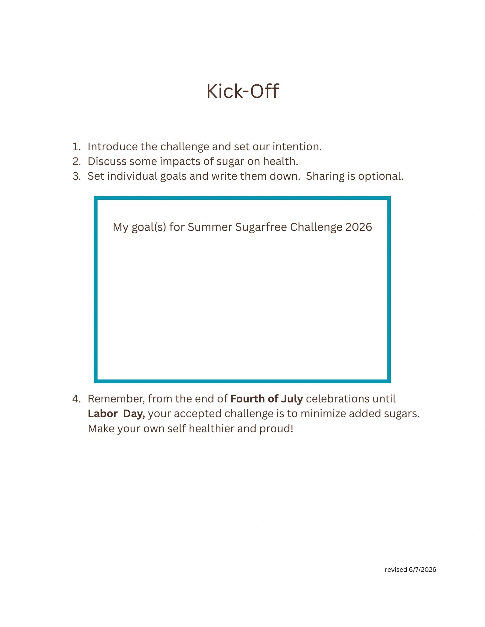 Kick-off steps for a sugar-free challenge.