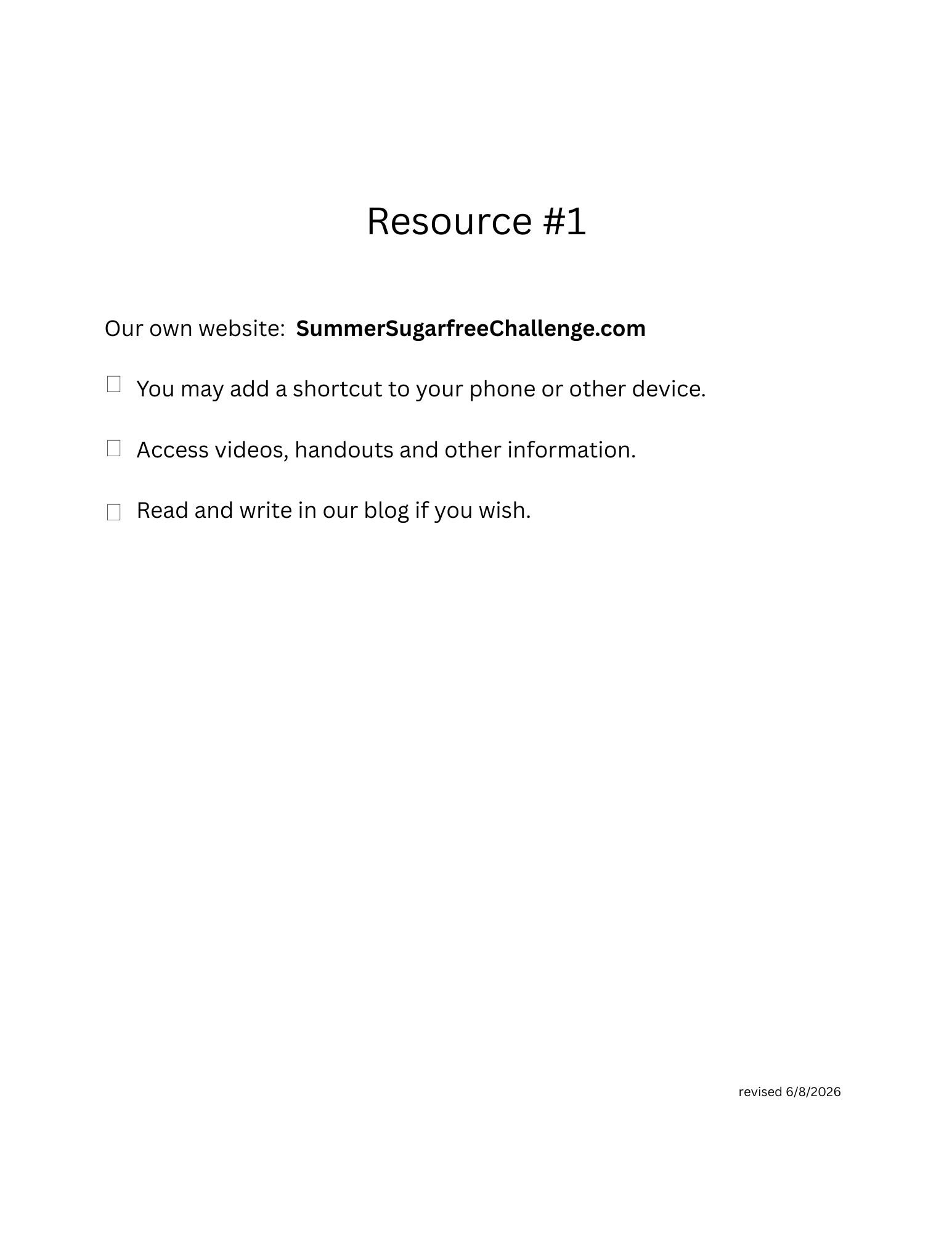 Information about the Summer Sugarfree Challenge website and its features.