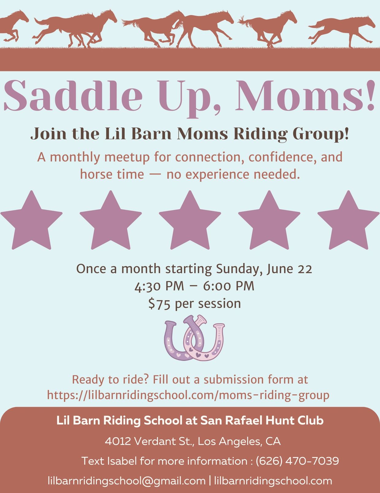 Horseback riding group for Moms in Los Angeles
